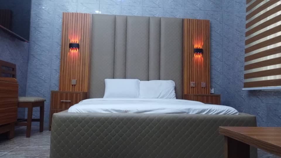 A Standard Queen Room made up for arrival