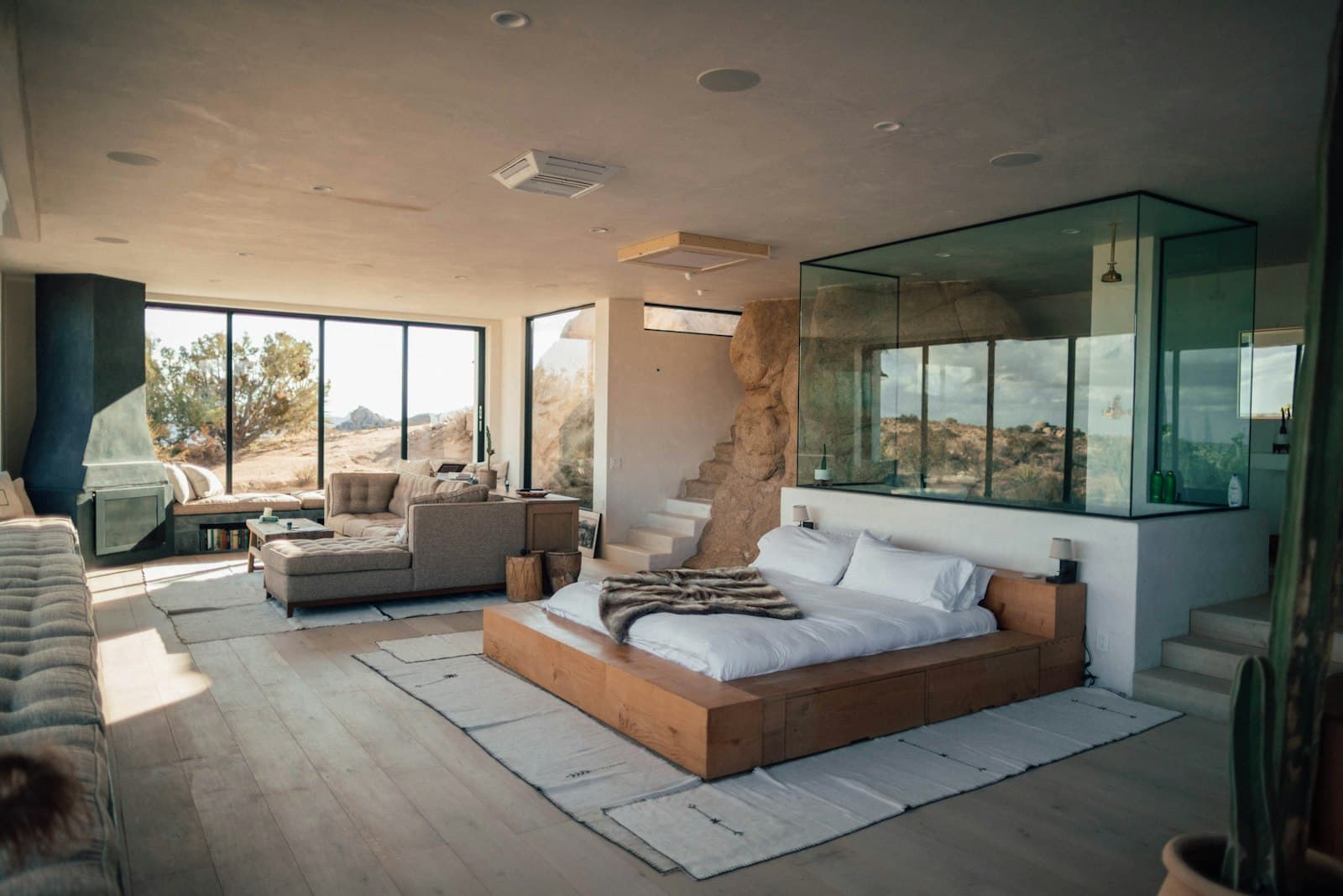 Executive Spring Suite living room with sofa and dining table